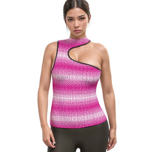 All-Over Print Women's Halter Sleeveless Asymmetrical Tank Top