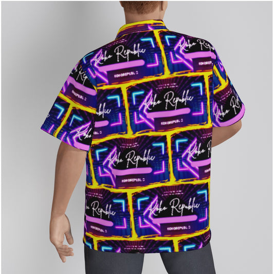 All-Over Print Men's Hawaiian Shirt With Button Closure |115GSM Cotton poplin