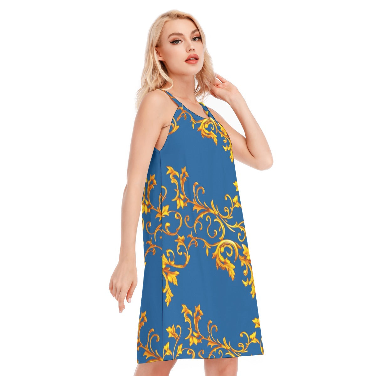 All-Over Print Women's O-neck Cami Dress | 190GSM Cotton