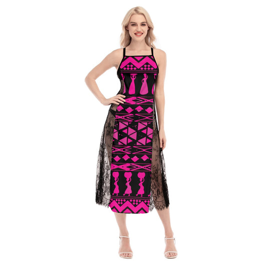 kokorepublic  Print Women's Lace Cami Cross Back Dress