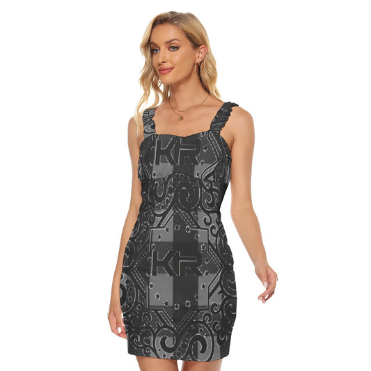 All-Over Print Women's Cami Pleated Hip Dress