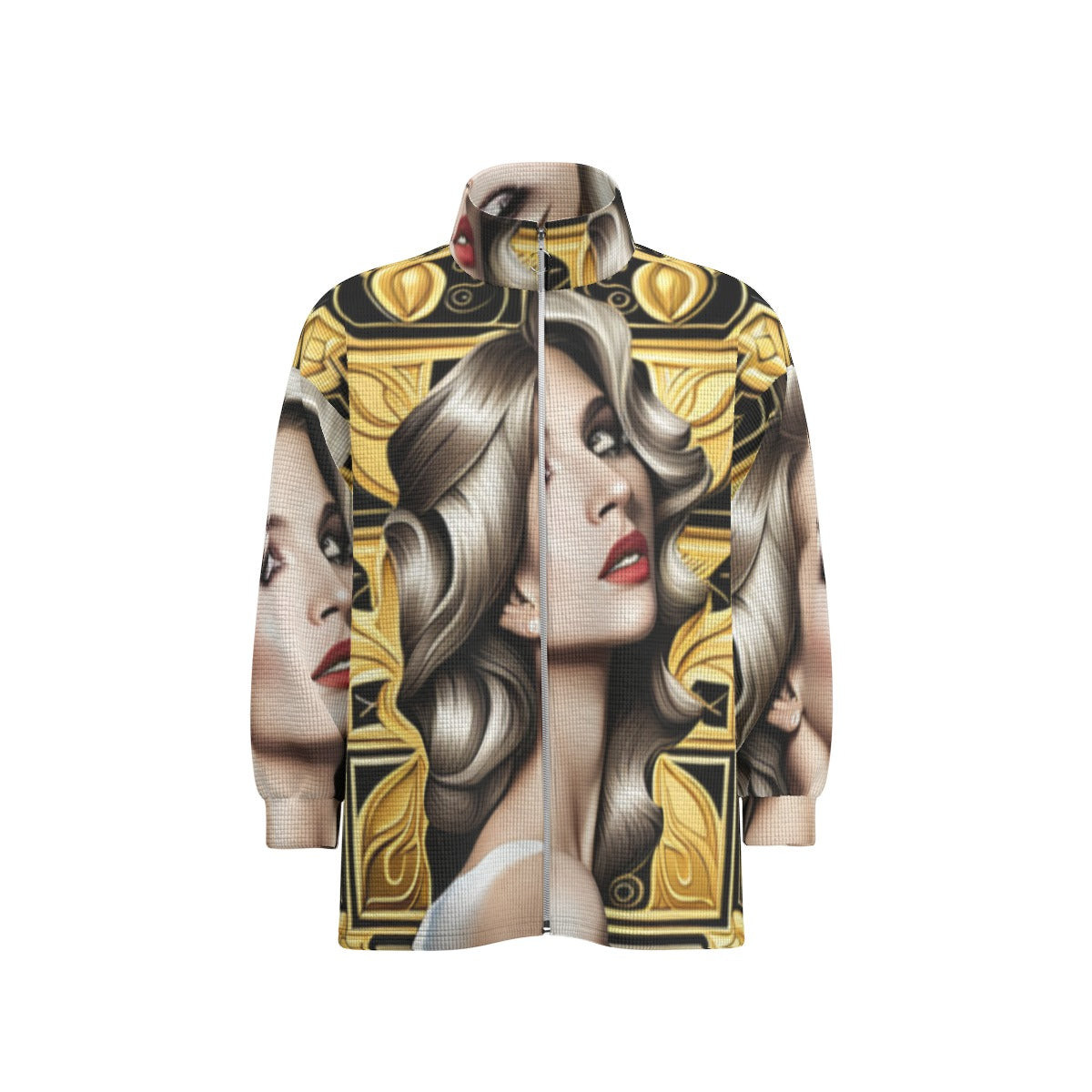 kokorepublic Print Unisex Stand Collar Zipped Jacket