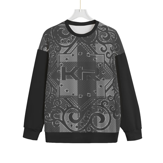 All-Over Print Unisex Drop-shoulder Knitted Fleece Sweater