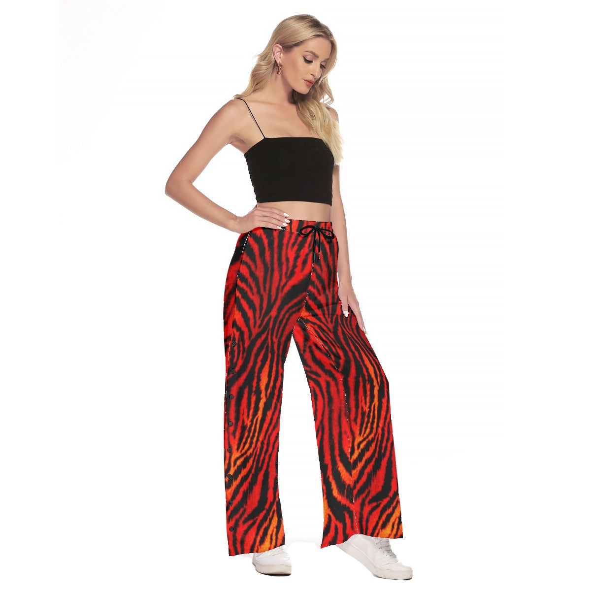 kokorepublic Women's Side Slit Snap Button Trousers