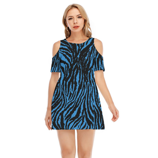 kokorepublic   Print Women's Cold Shoulder Dress | 190GSM Cotton
