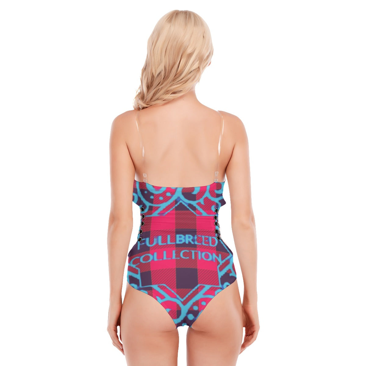 All-Over Print Women's Tube Top Bodysuit With Side Black Straps