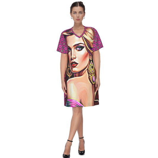 Kokorepublic  Women's V Neck Dress|180GMS Cotton