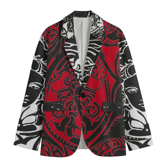 All-Over Print Men's Casual Flat Lapel Collar Blazer | 245GSM Cotton