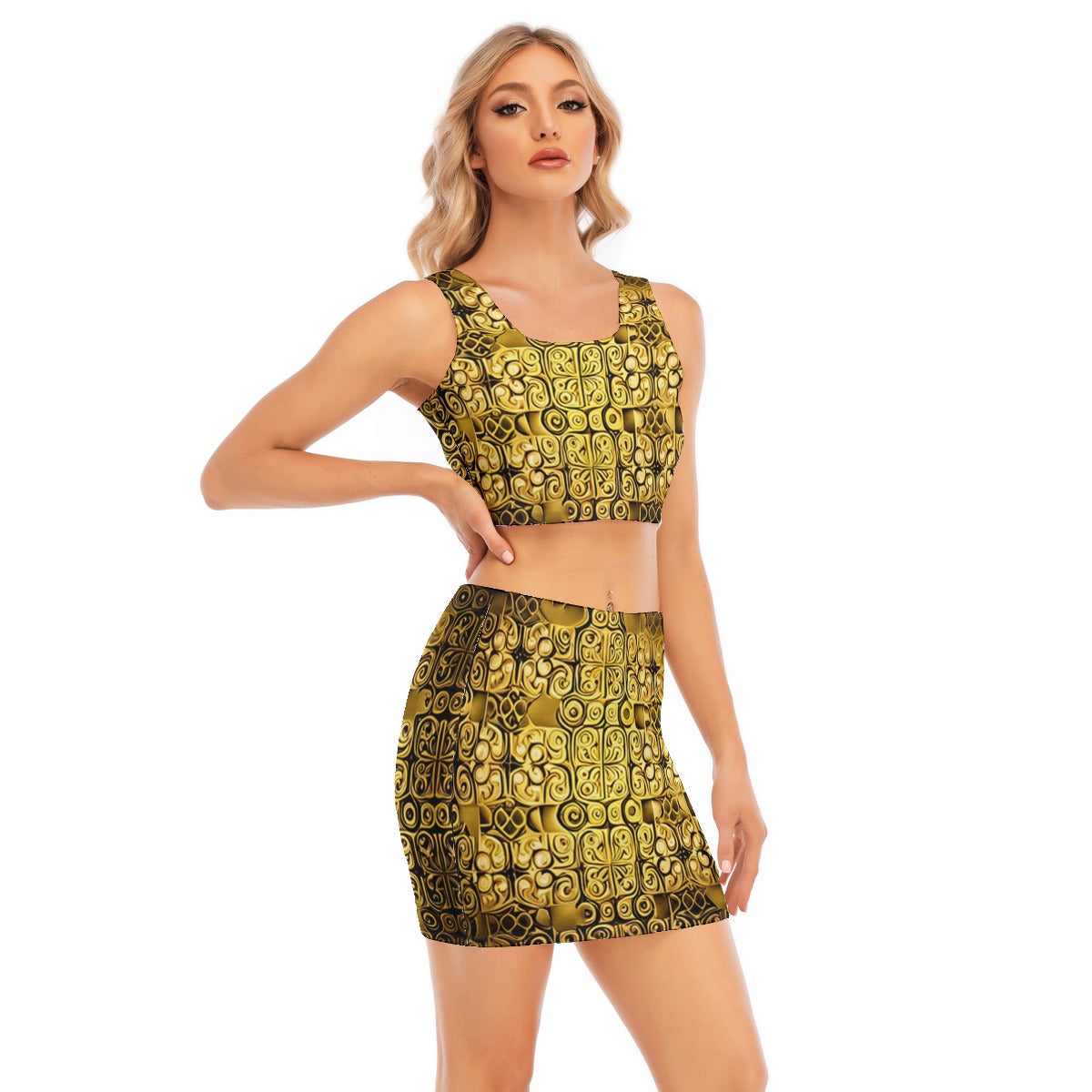 All-Over Print Women's Camisole And Hip Skirt Suit
