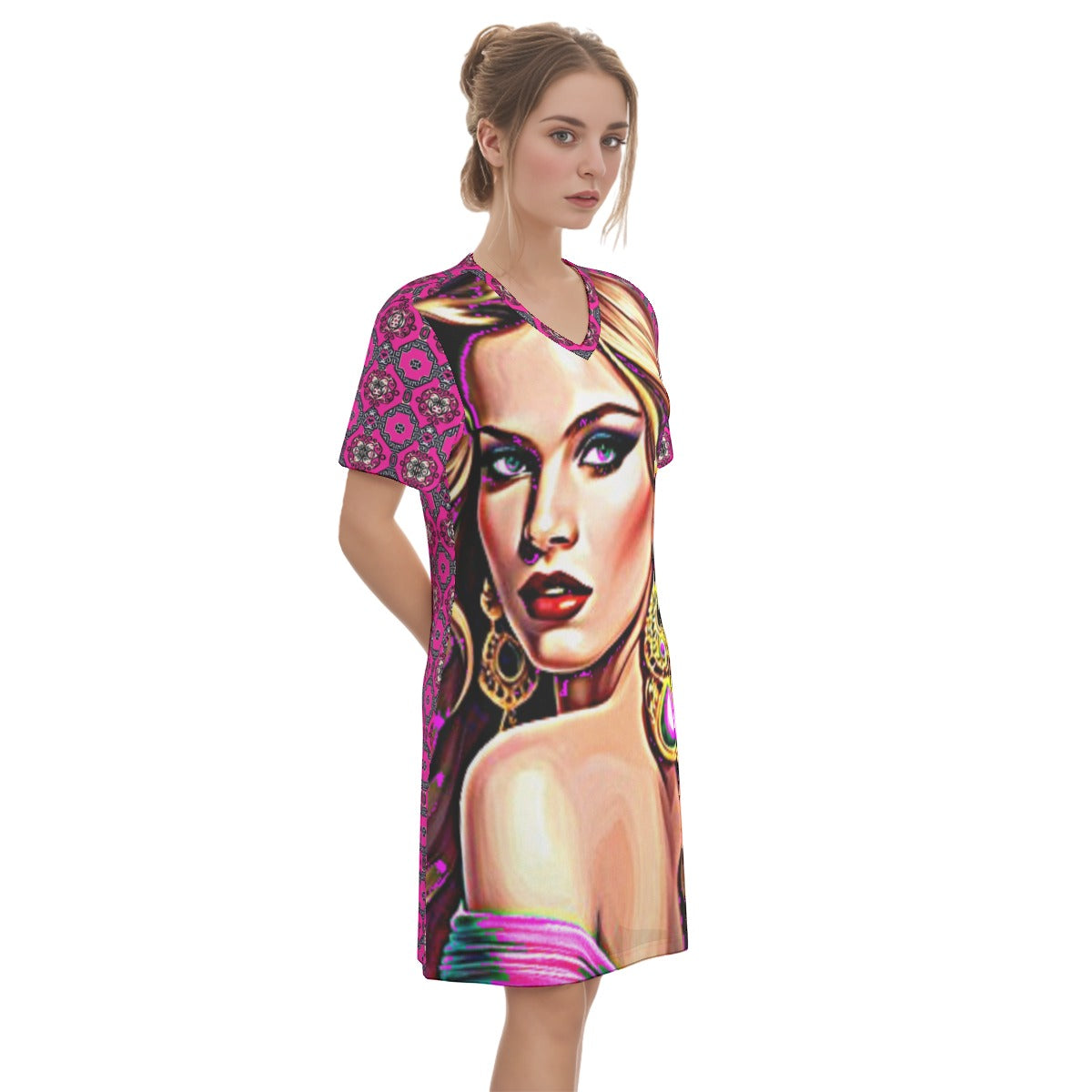 Kokorepublic  Women's V Neck Dress|180GMS Cotton