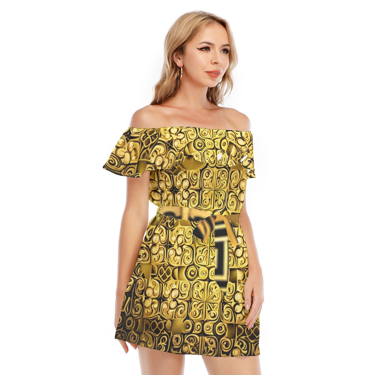 kokorepublic Print Women's Off-shoulder Dress With Ruffle