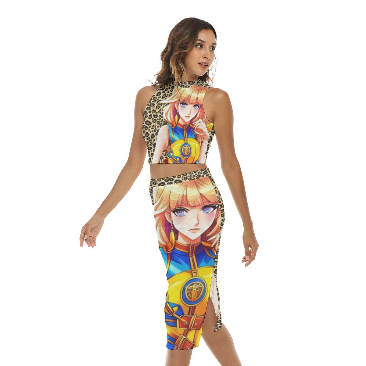 kokorepublic Women's Tank Top & Split High Skirt Set