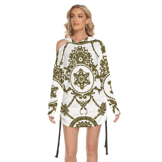 All-Over Print Women's One-shoulder Dress With Waist Shirring