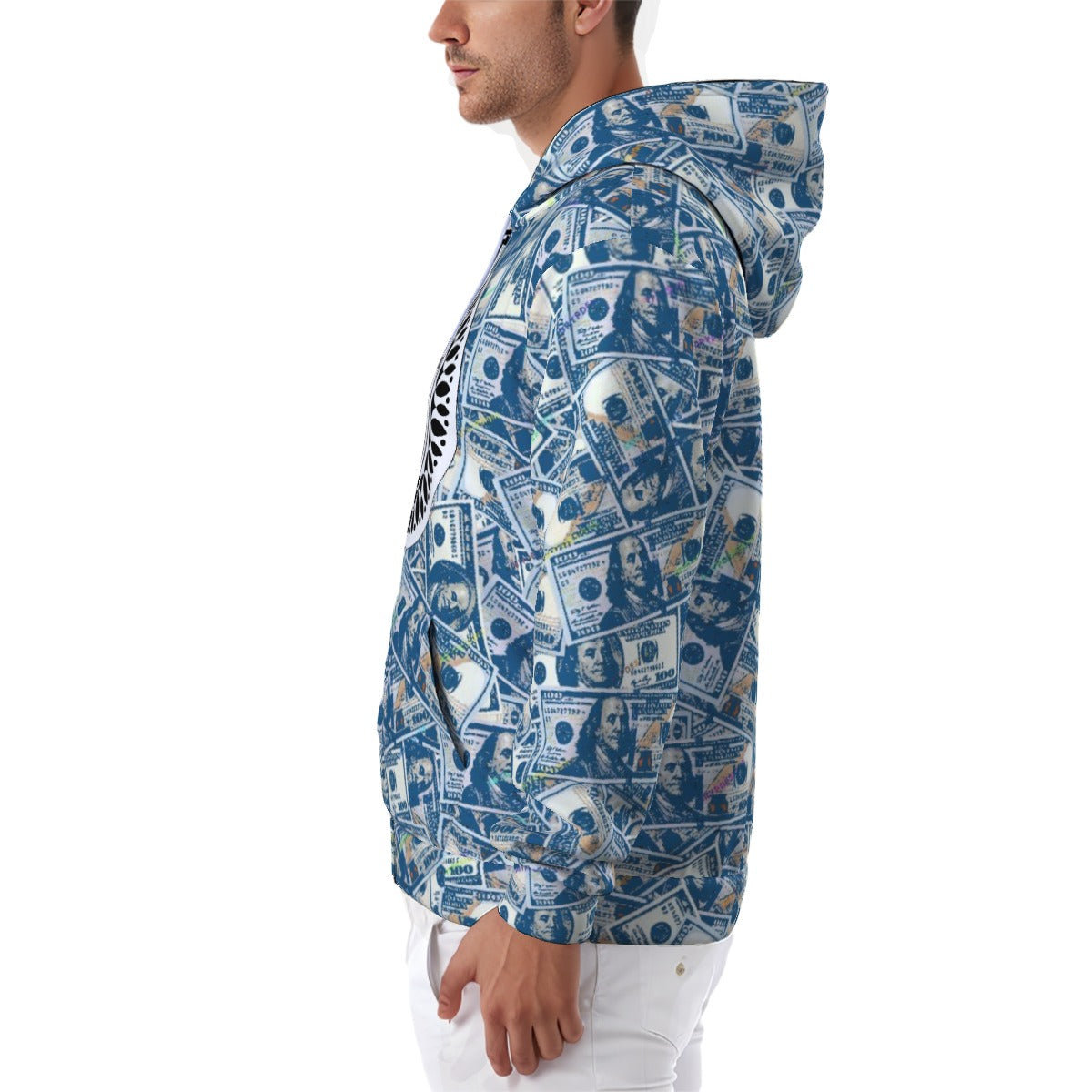 kokorepublic Print Zip Up Hoodie With Pocket