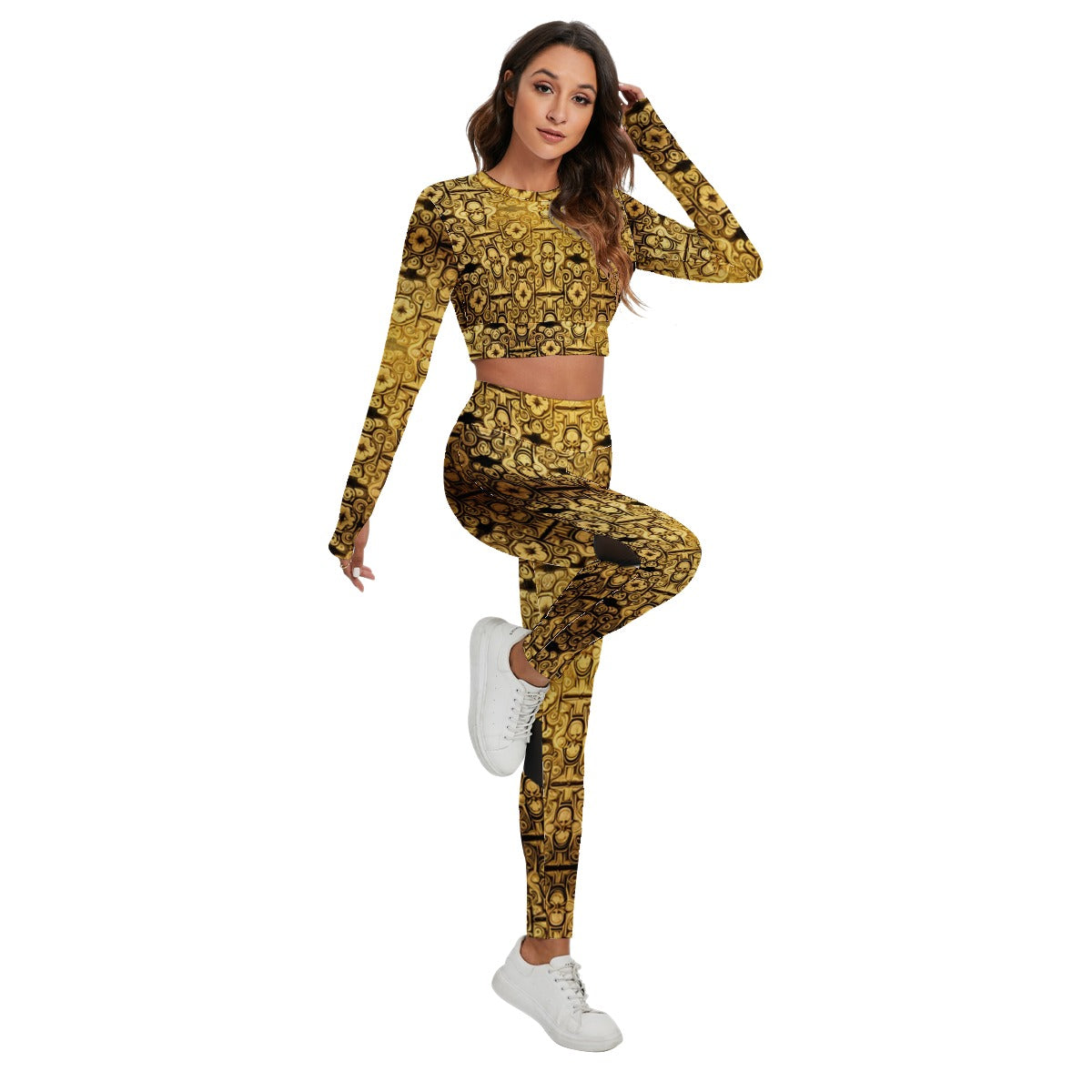 kokorepublic Print Women's Sport Set With Backless Top And Leggings