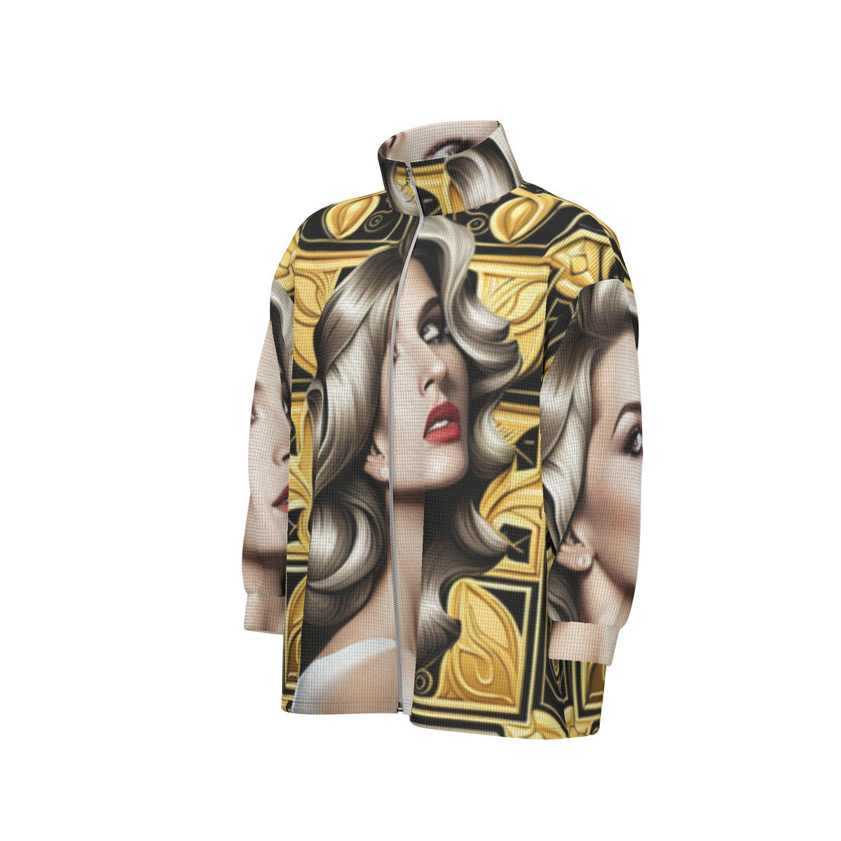 kokorepublic Print Unisex Stand Collar Zipped Jacket