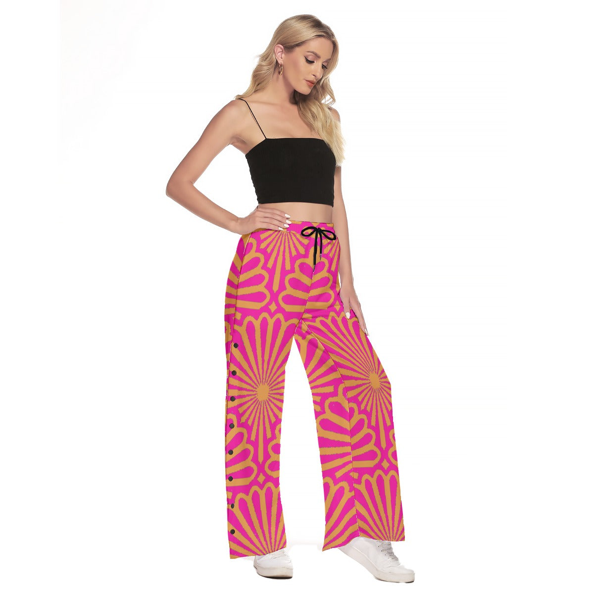 kokorepublic  Women's Side Slit Snap Button Trousers