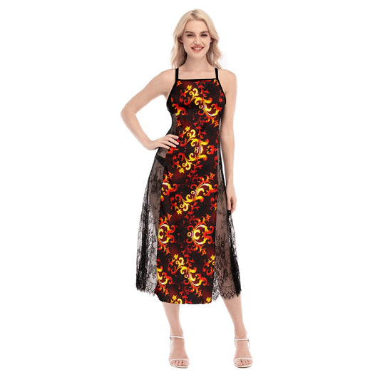 kokorepublic  Print Women's Lace Cami Cross Back Dress