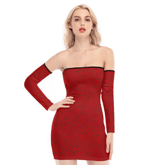 kokorepublic  Print Women's Off-shoulder Back Lace-up Dress
