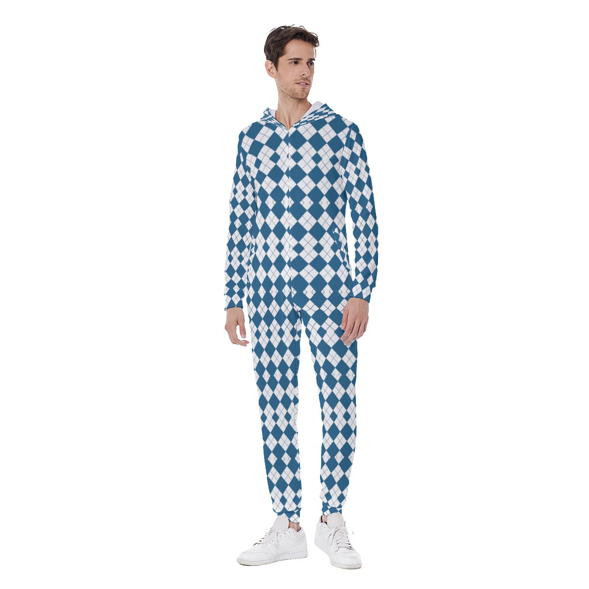 All-Over Print Men's Hooded Jumpsuit