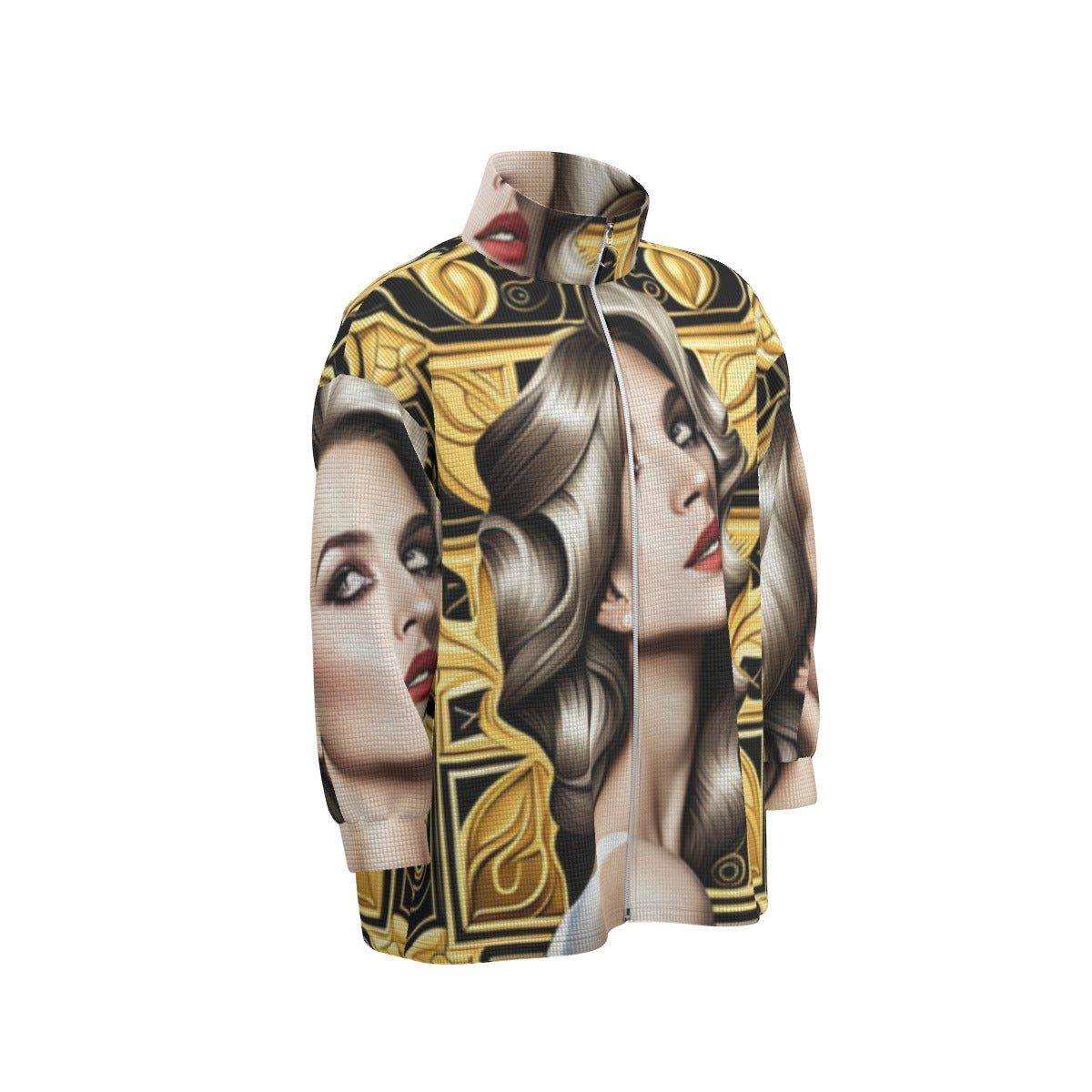kokorepublic Print Unisex Stand Collar Zipped Jacket