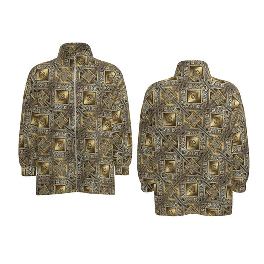 kokorepublic Print Unisex Stand Collar Zipped Jacket