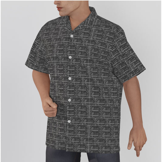 All-Over Print Men's Hawaiian Shirt With Button Closure