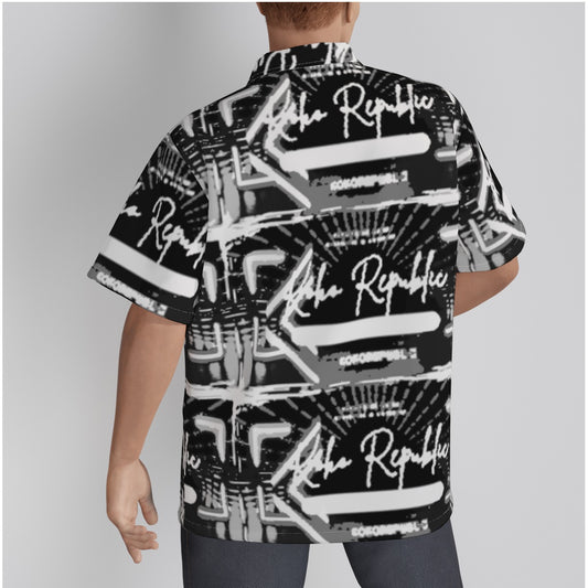 All-Over Print Men's Hawaiian Shirt With Button Closure