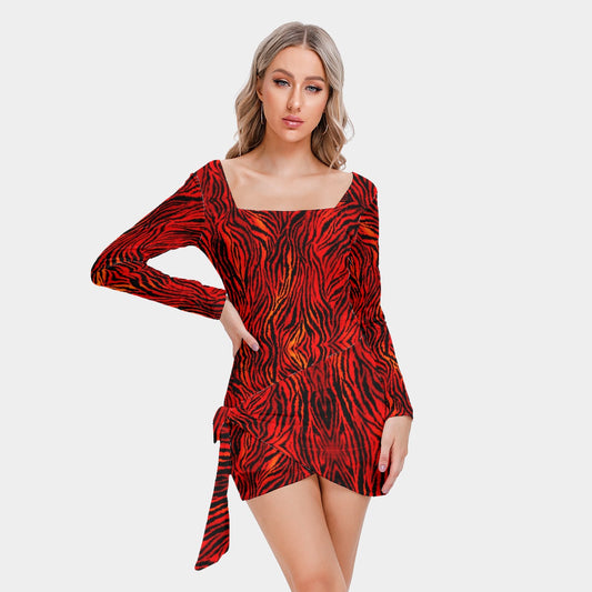 Kokorepublic Women’s Square Collar Dress With Long Sleeve