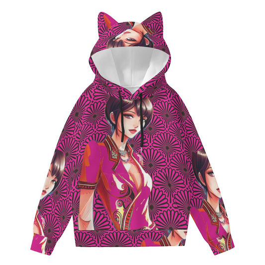 All-Over Print Women’s Hoodie With Decorative Ears
