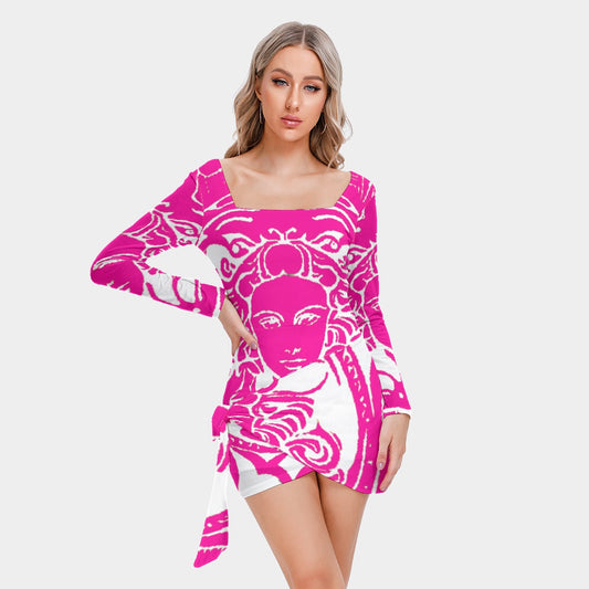 Kokorepublic Women’s Square Collar Dress With Long Sleeve