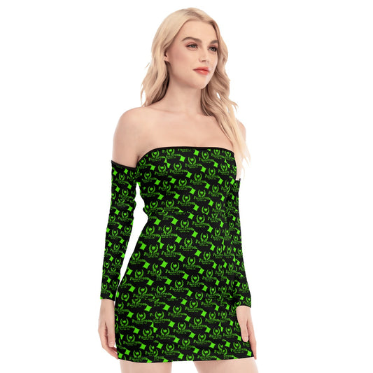 All-Over Print Women's Off-shoulder Back Lace-up Dress