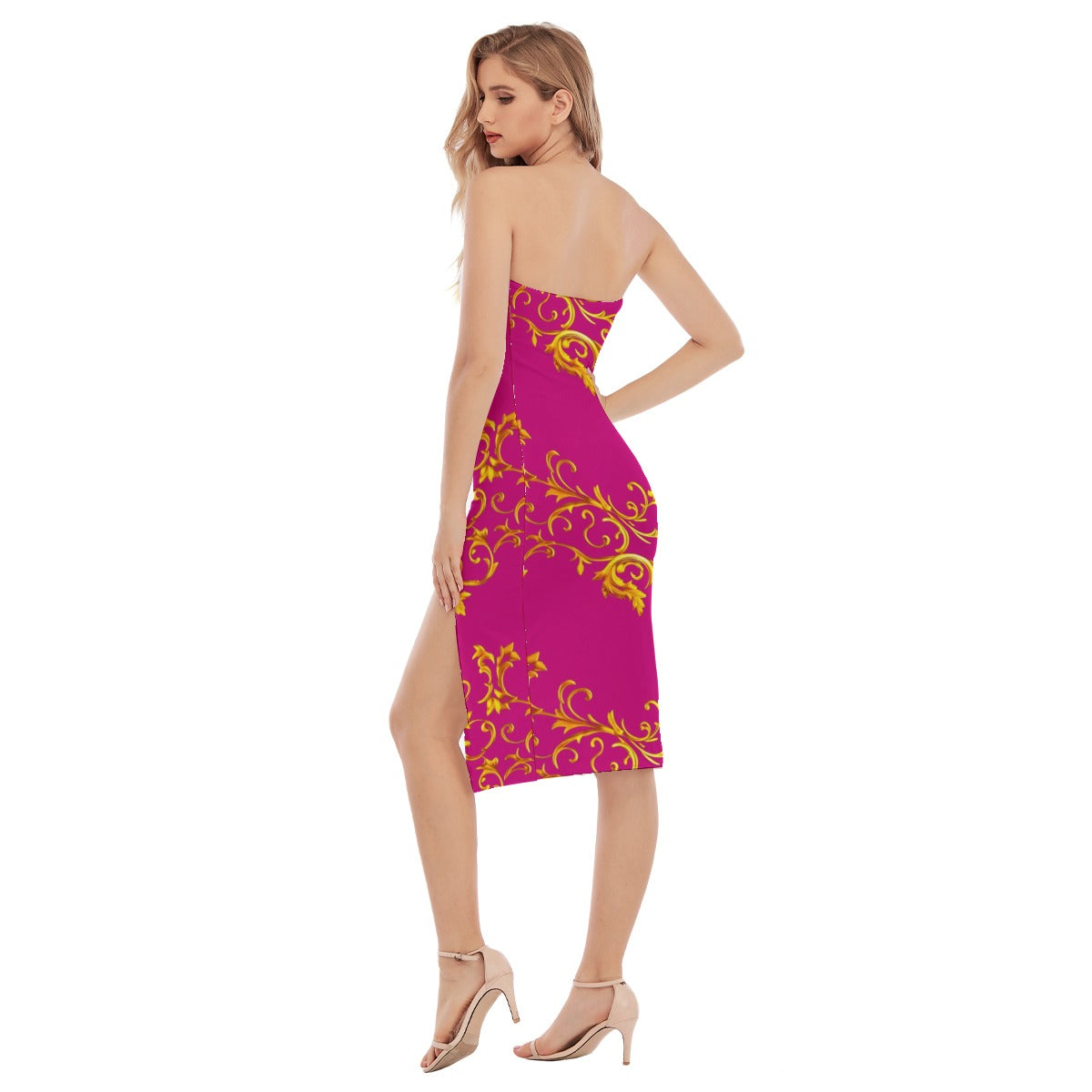 kokorepublic  Print Women's Side Split Tube Top Dress