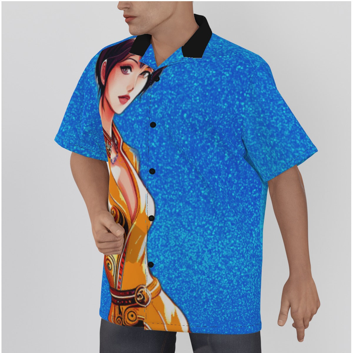 kokorepublic  Men's Hawaiian Shirt With Button Closure