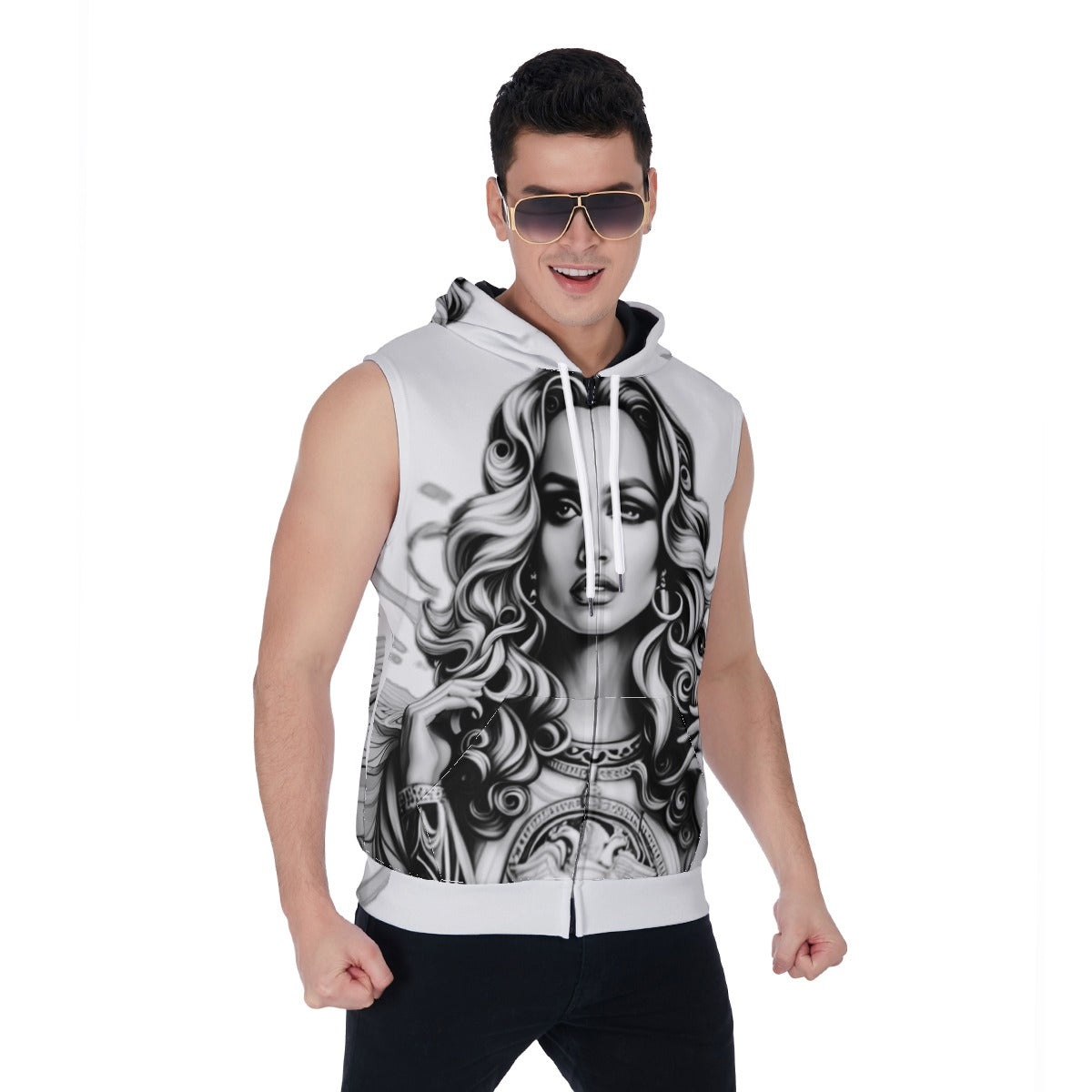 Kokorepublic Men's Zipper-Up Sleeveless Hoodie
