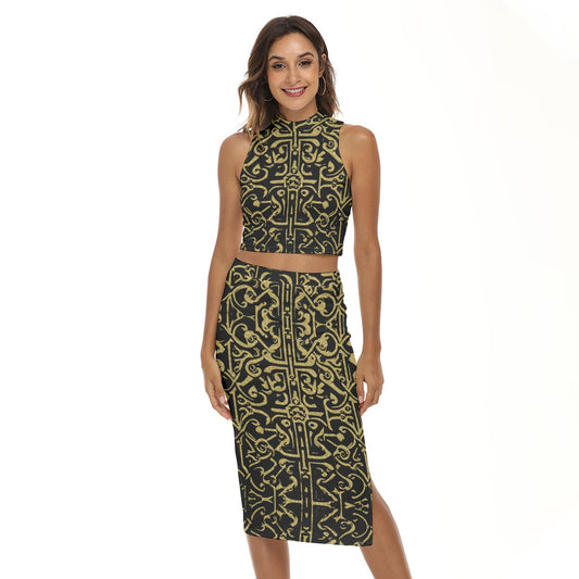 kokorepublic Women's Tank Top & Split High Skirt Set