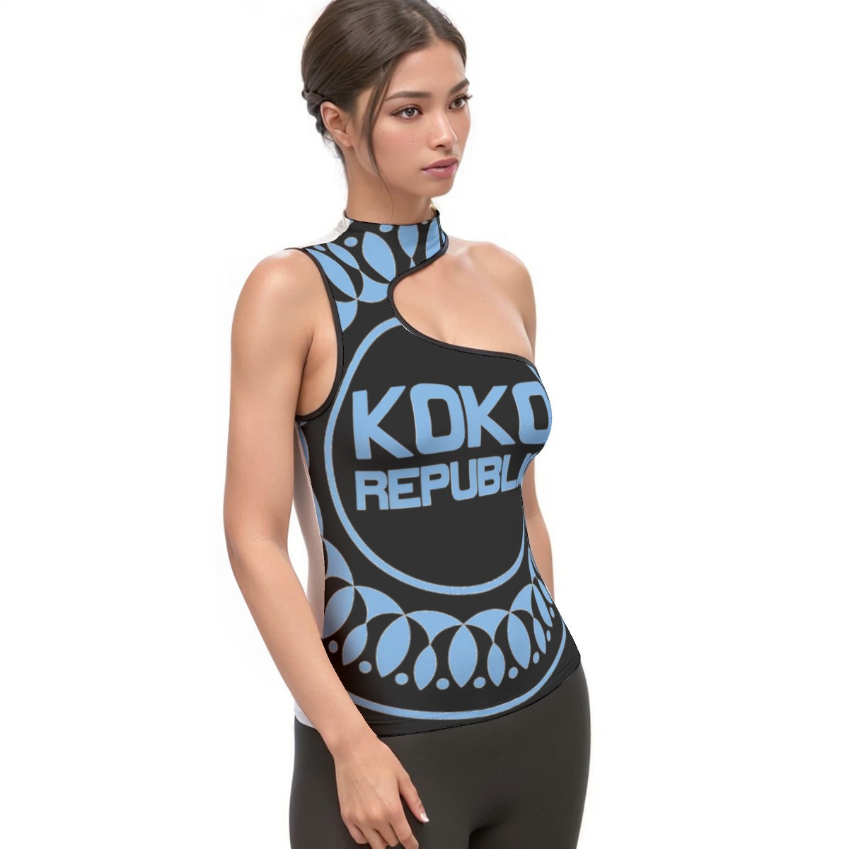 All-Over Print Women's Halter Sleeveless Asymmetrical Tank Top