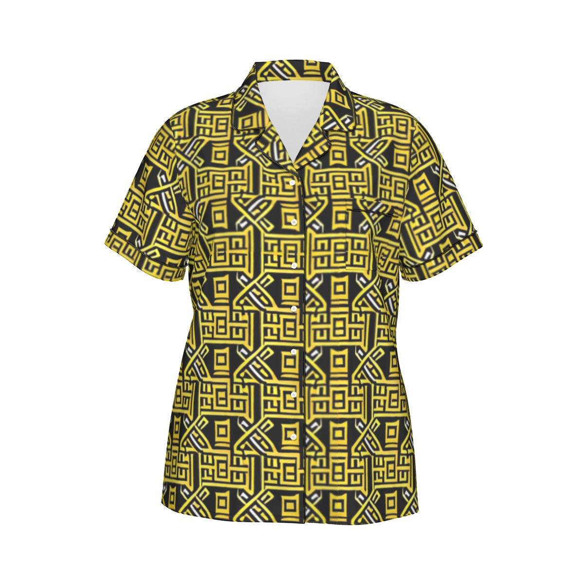 kokorepublic Print Women's Imitation Silk Pajama Set With Short Sleeve
