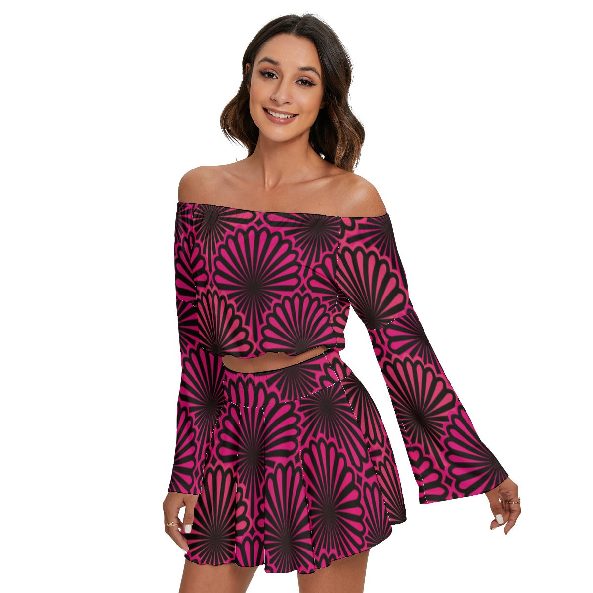 Kokorepublic Women's Off-shoulder Top And Skirt Set