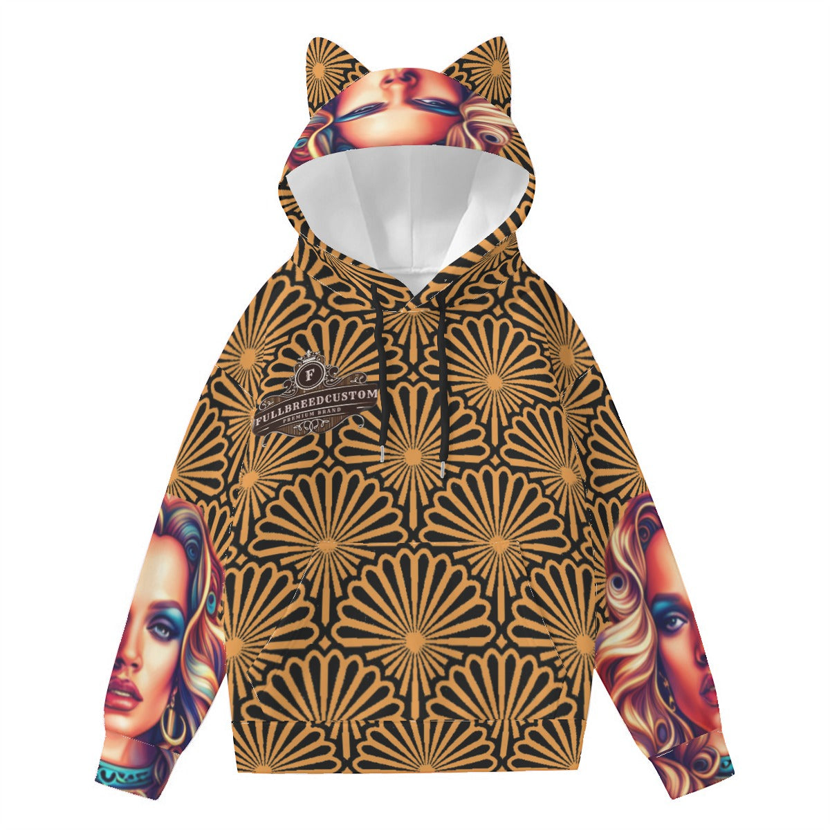 kokoprepublic  Print Women’s Hoodie With Decorative Ears