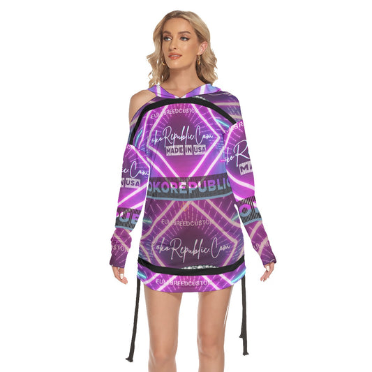 All-Over Print Women's One-shoulder Dress With Waist Shirring