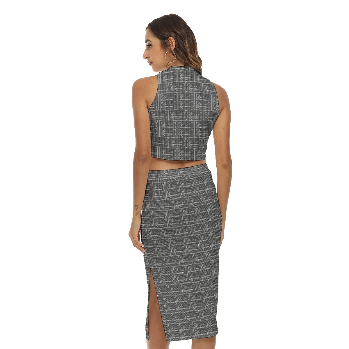 All-Over Print Women's Tank Top & Split High Skirt Set