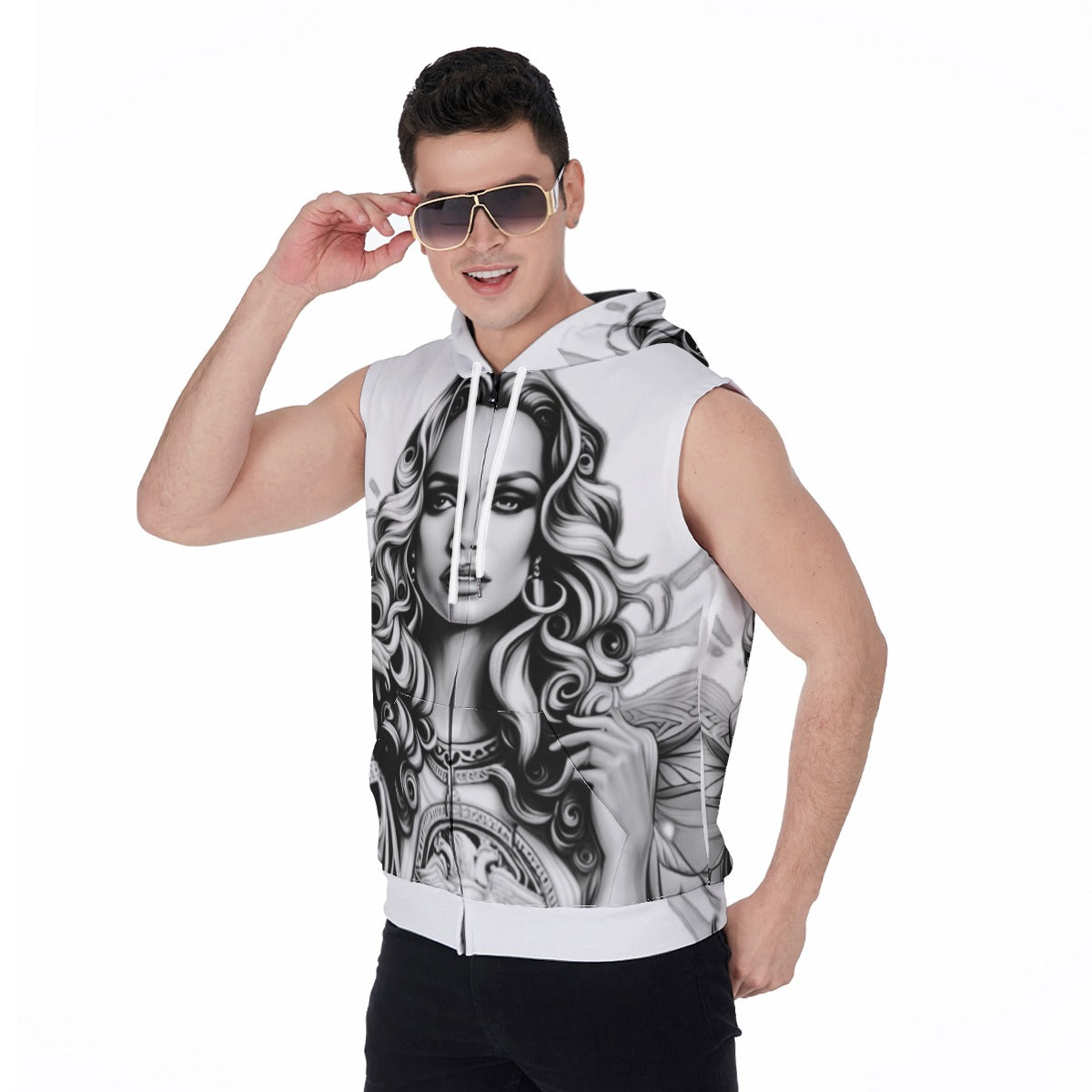 Kokorepublic Men's Zipper-Up Sleeveless Hoodie