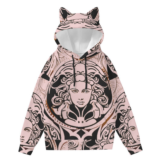 All-Over Print Women’s Hoodie With Decorative Ears