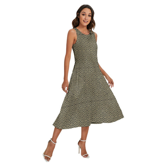 Kokorepublic  Print Women's Sleeveless Dress With Diagonal Pocket