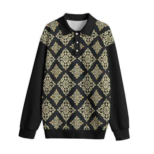 kokorepublic Print Unisex Lapel Collar Sweater