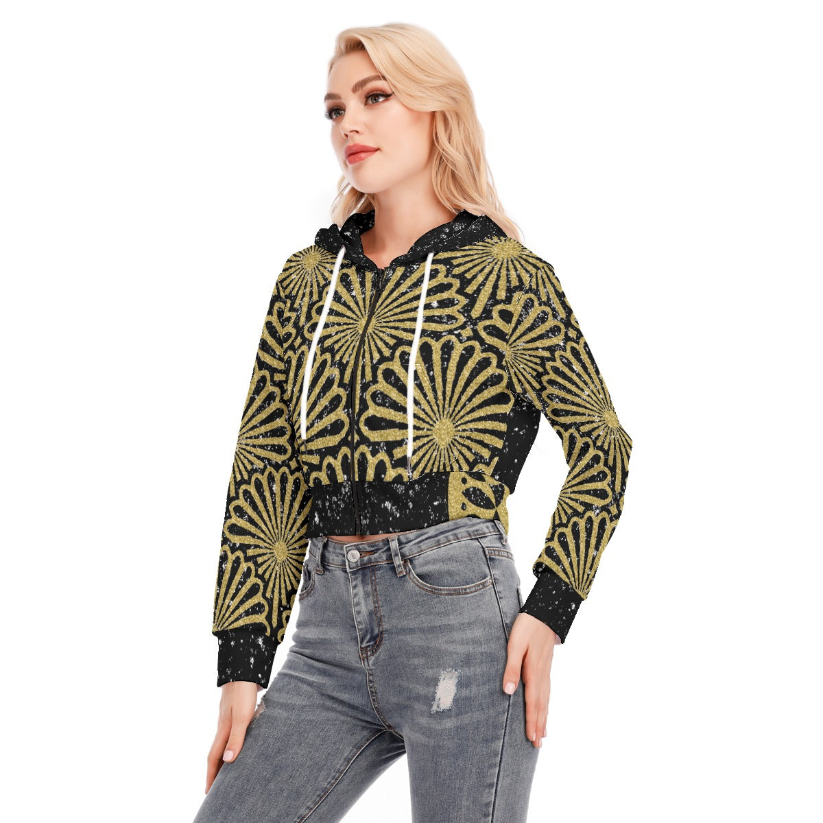 Kokorepublic Women's Crop Top Hoodie With Zipper Closure