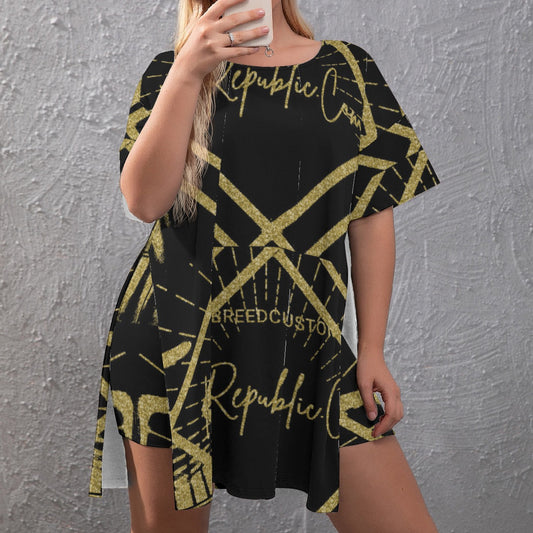 Kokorepublic Women's Drop-Shoulder T-Shirt with Side Split and Shorts (Plus Size)
