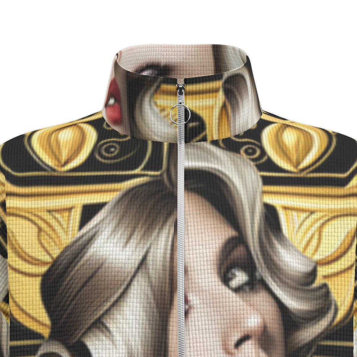 kokorepublic Print Unisex Stand Collar Zipped Jacket