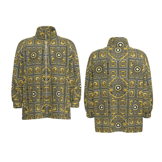 kokorepublic Print Unisex Stand Collar Zipped Jacket